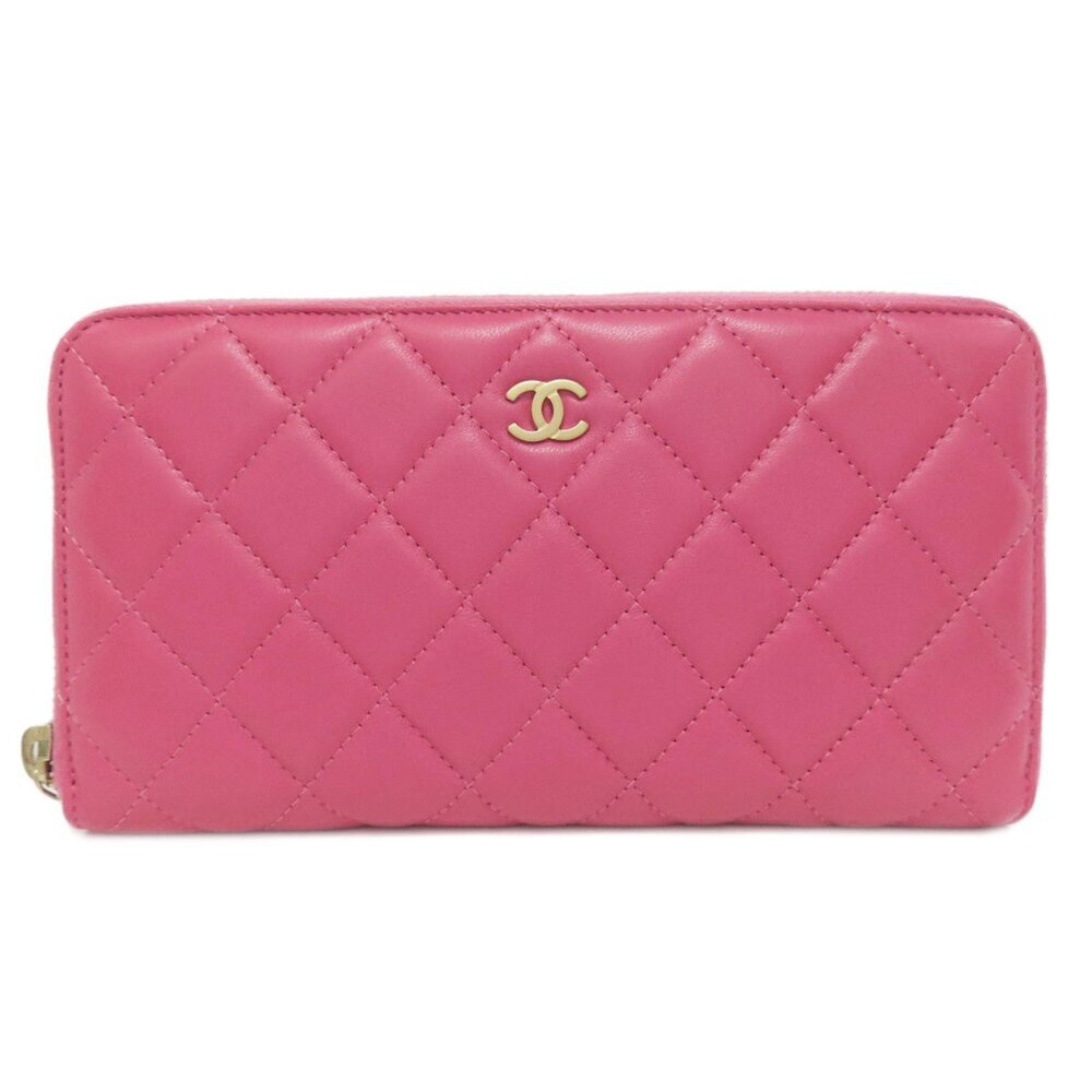 CHANEL Authentic Pink Lambskin Leather Logo Wallet - Picture 1 of 11